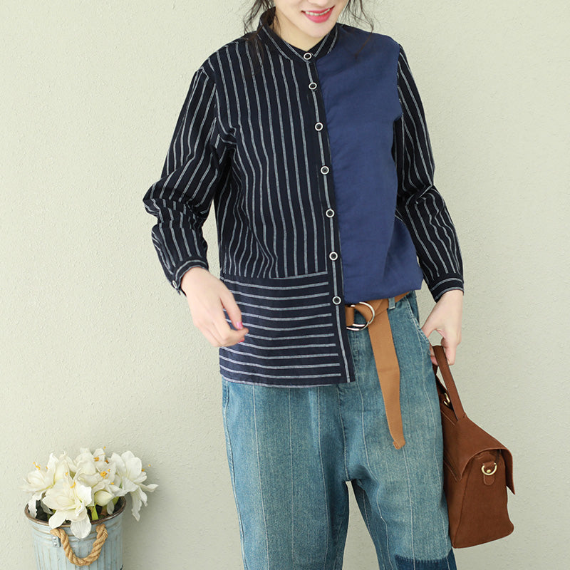 French Striped Linen Tops Blouses Inspiration Button Down Oversized Spring Shirt