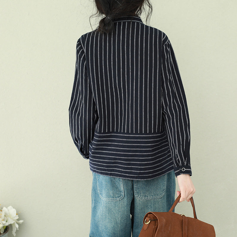French Striped Linen Tops Blouses Inspiration Button Down Oversized Spring Shirt