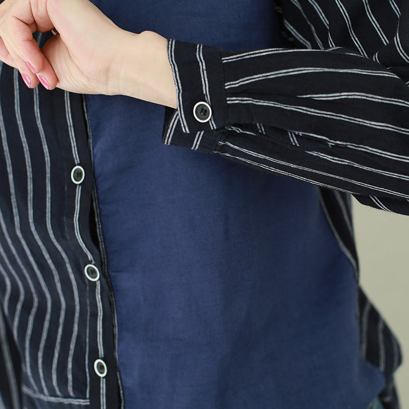 French Striped Linen Tops Blouses Inspiration Button Down Oversized Spring Shirt