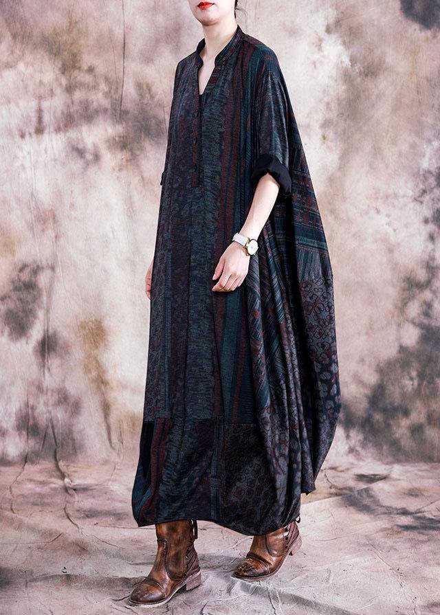 French V Neck Batwing Sleeve Clothes for Outfits Red Striped Maxi Dresses Fall
