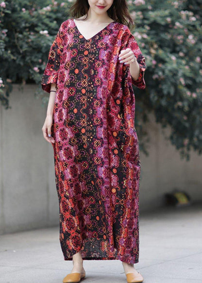 French V Neck Baggy Cotton Clothes Catwalk Loose Dresses