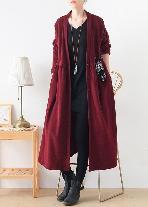 French V Neck Cinched Clothes for Burgundy Box Coats