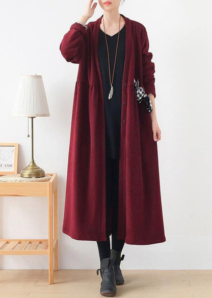 French V Neck Cinched Clothes for Burgundy Box Coats