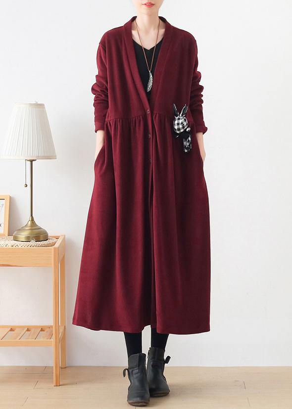 French V Neck Cinched Clothes for Burgundy Box Coats