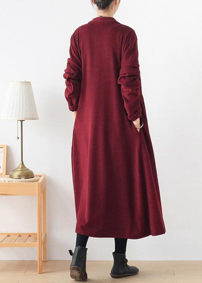 French V Neck Cinched Clothes for Burgundy Box Coats