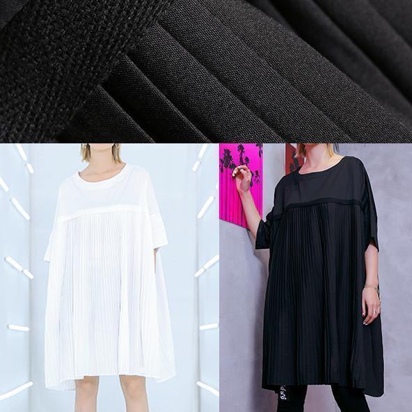 French White Cotton Dresses Fine Work Outfits O Neck Cinched Midi Summer Dress