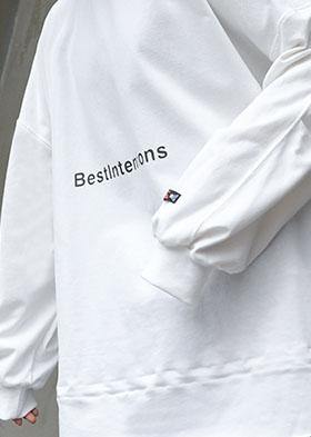 French white cotton Tunic alphabet silhouette fall blouse