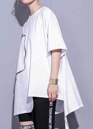 French White Cotton Clothes Half Sleeve Oversized Summer Tops