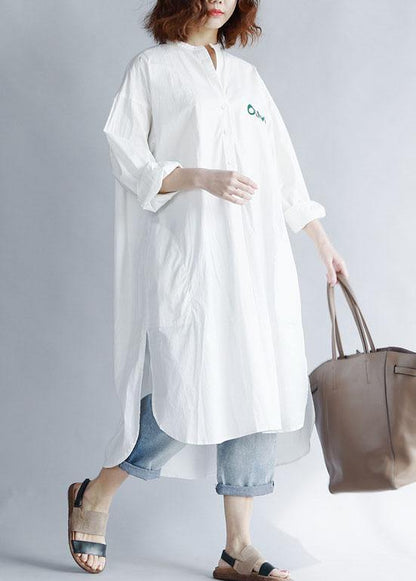 French White Cotton Quilting Clothes Side Open Maxi Summer Dresses