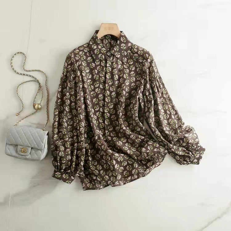 French Chocolate Print Cotton Linen Tops Organic Tutorials Button Down Dresses Shirts