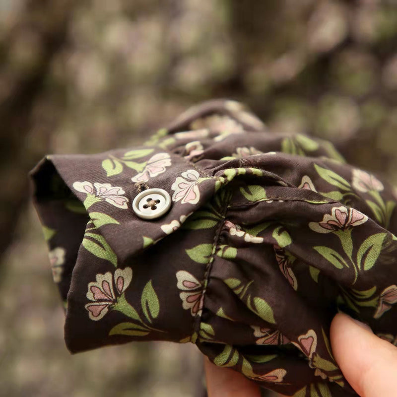 French Chocolate Print Cotton Linen Tops Organic Tutorials Button Down Dresses Shirts