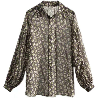 French chocolate print cotton linen tops women Organic Tutorials Button Down Dresses shirts