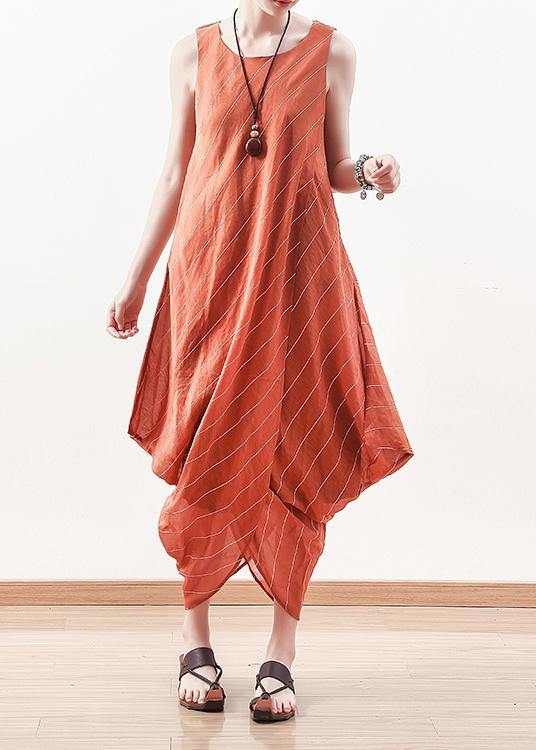 Goddess Temperament Dress Was Thin and Irregular in Orange Long Skirt