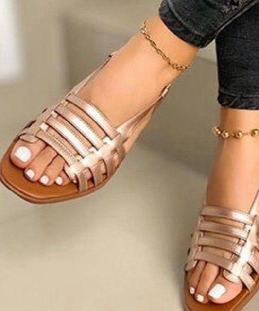 Gold Splicing Peep Toe Hollow Out Best Beach Sandals for Walking