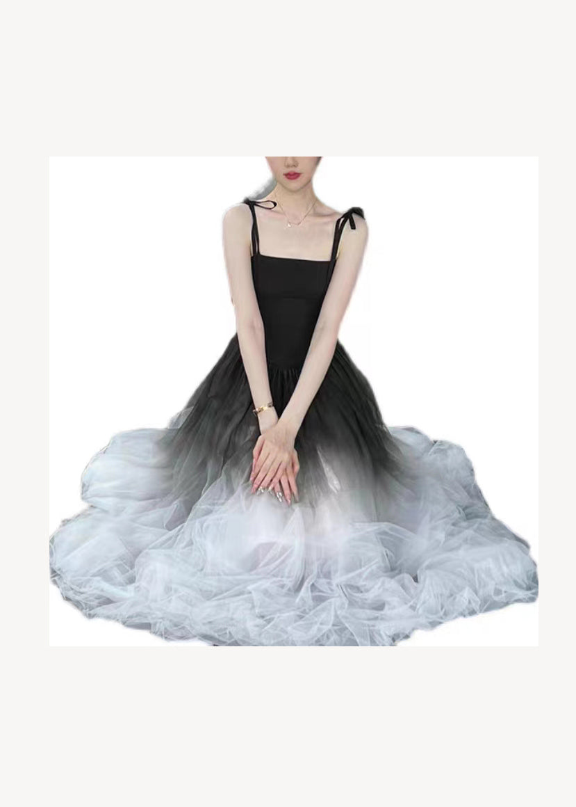 Gradient Color Wrinkled Strap Dress New Original Design