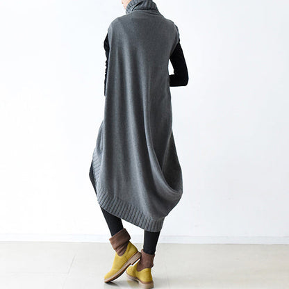 Gray Sweaters Set Warm Knit Dresses Two Pieces Cross Design Spring