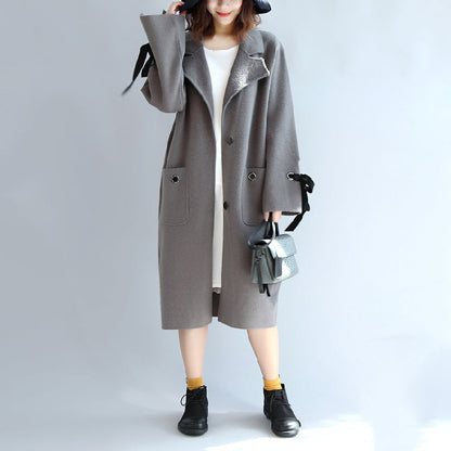 Gray Woolen Trench Coat Wind Breaker Jackets