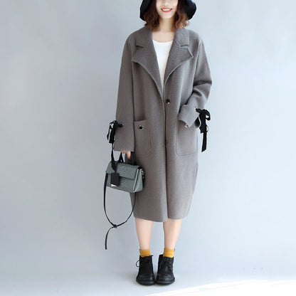 Gray Woolen Trench Coat Wind Breaker Jackets