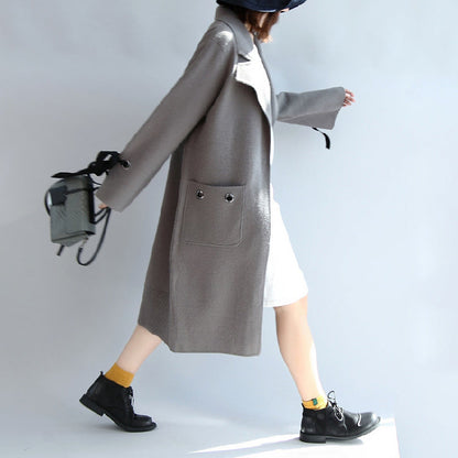 Gray Woolen Trench Coat Wind Breaker Jackets