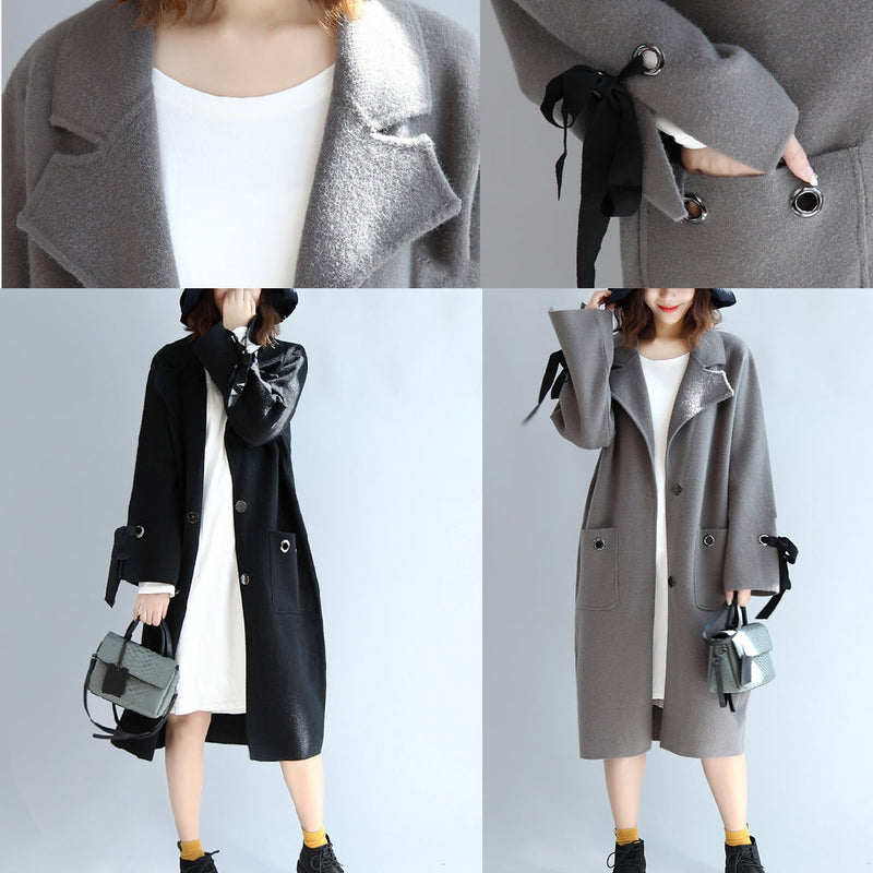 Gray Woolen Trench Coat Wind Breaker Jackets