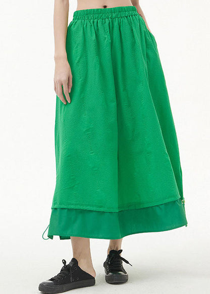 Green a Line Skirts Pockets Drawstring Spring
