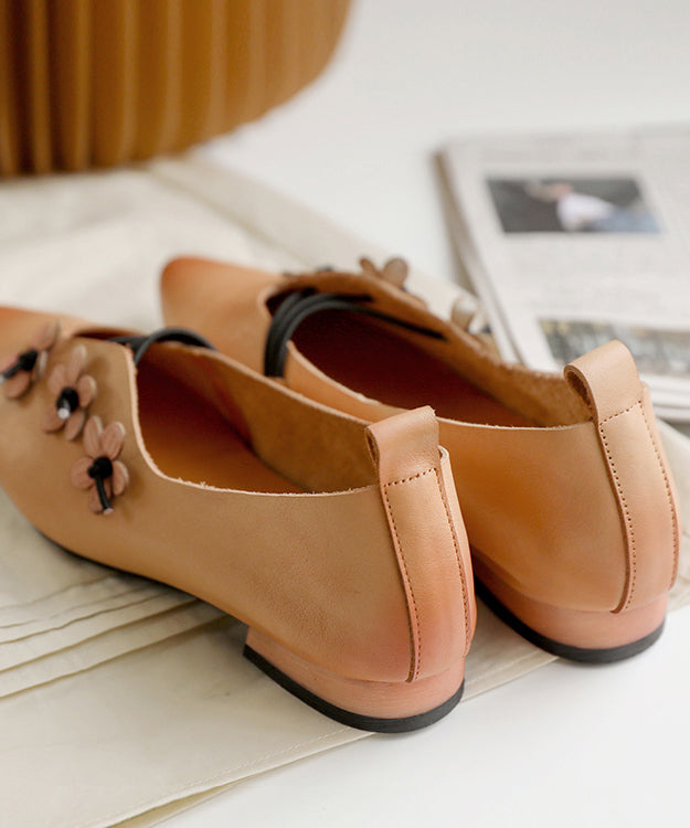 Green Asymmetrical Flat Shoes Pointed Toe Cowhide Leather Flat Shoes for