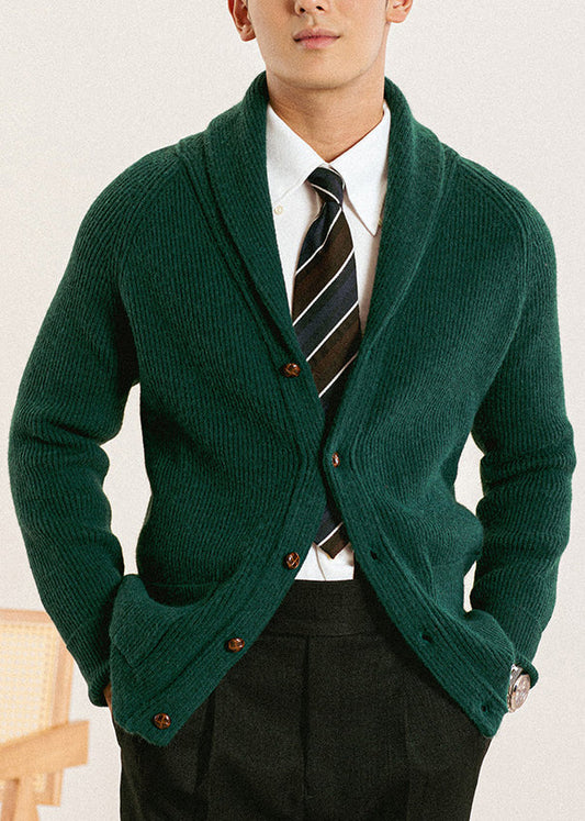 Green Button Knit Cardigan Peter Pan Collar