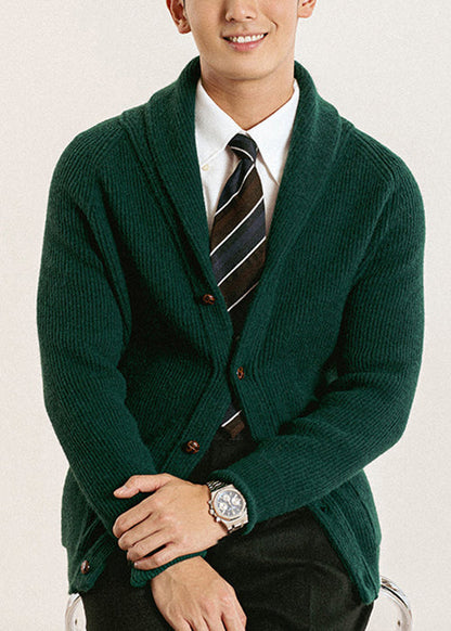 Green Button Knit Cardigan Peter Pan Collar