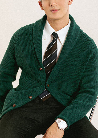 Green Button Knit Cardigan Peter Pan Collar