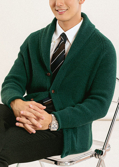 Green Button Knit Cardigan Peter Pan Collar