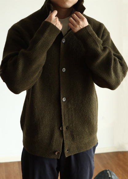 Green Cozy Woolen Winter Coats Stand Collar