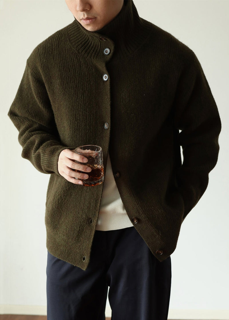 Green Cozy Woolen Winter Coats Stand Collar
