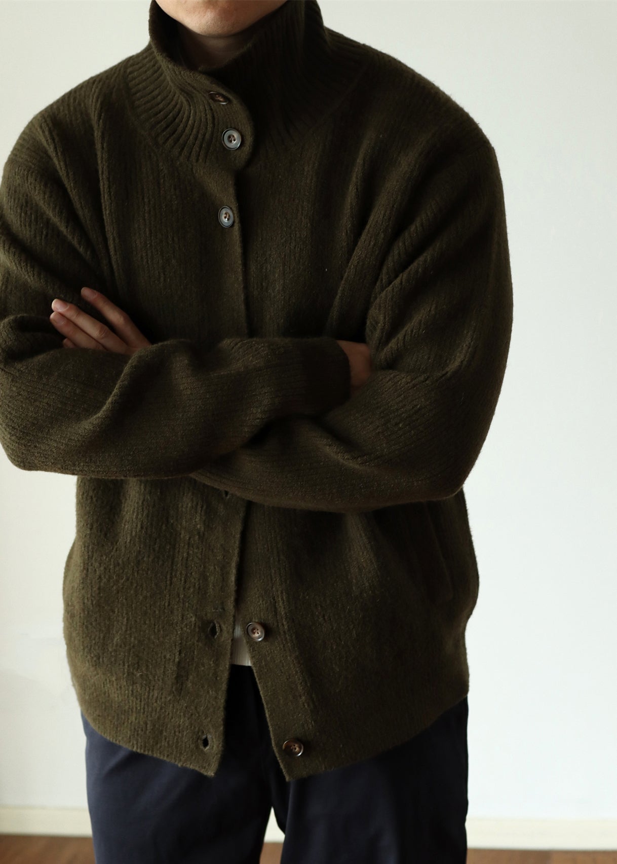 Green Cozy Woolen Winter Coats Stand Collar