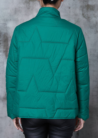 Green Duck Down Down Coat Embroideried Chinese Button Spring