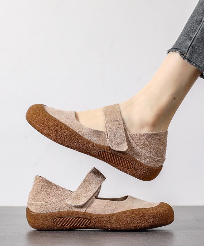 Green Flats Platform Suede Splicing Buckle Strap