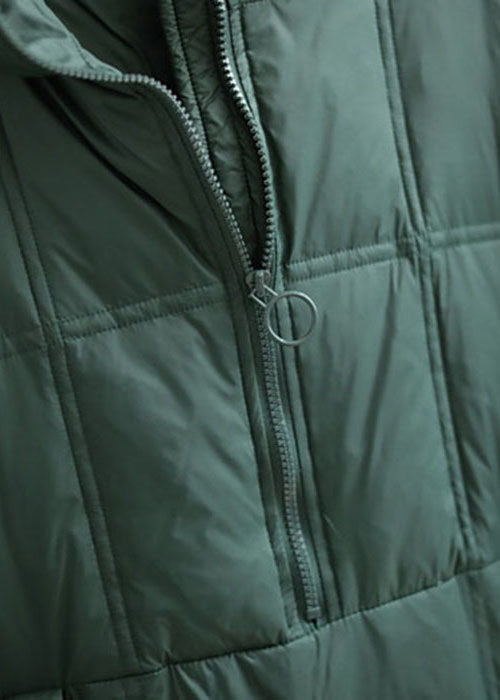 Green Pockets Fine Cotton Filled Zip Up Winter Coats