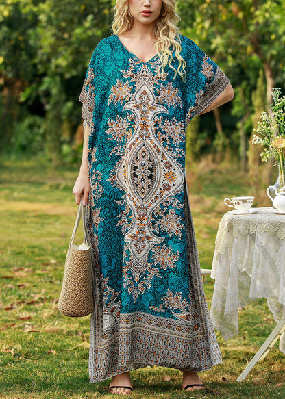 Green Side Open Party Long Dress Batwing Sleeve