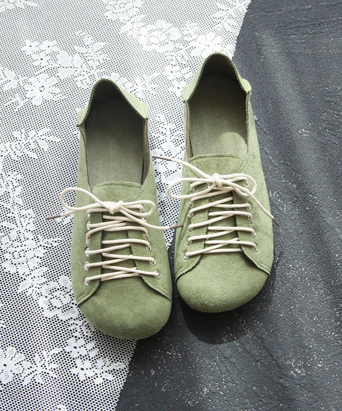 Green Suede Splicing Lace Up Penny Loafers