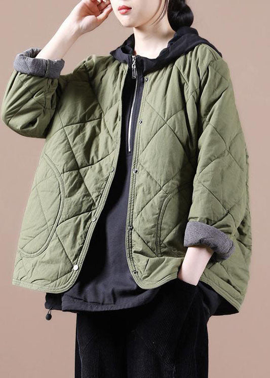 Green Warm Fine Cotton Filled Jackets Color Winter