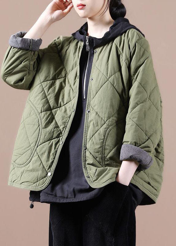 Green Warm Fine Cotton Filled Jackets Color Winter