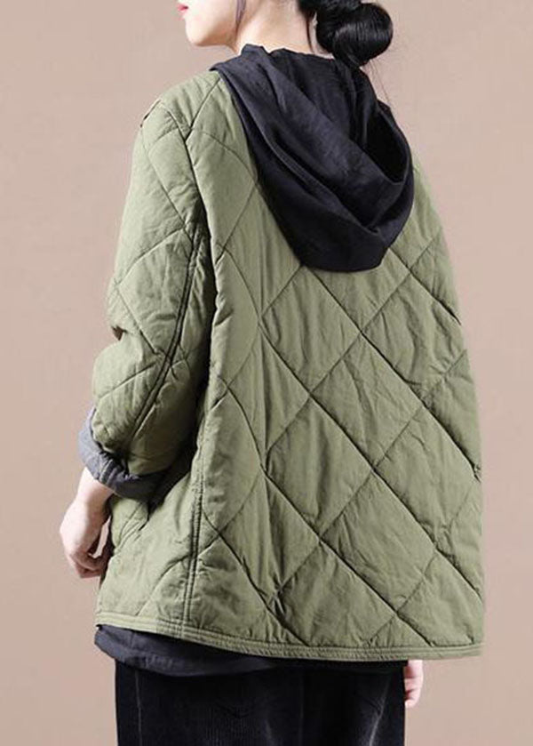 Green Warm Fine Cotton Filled Jackets Color Winter