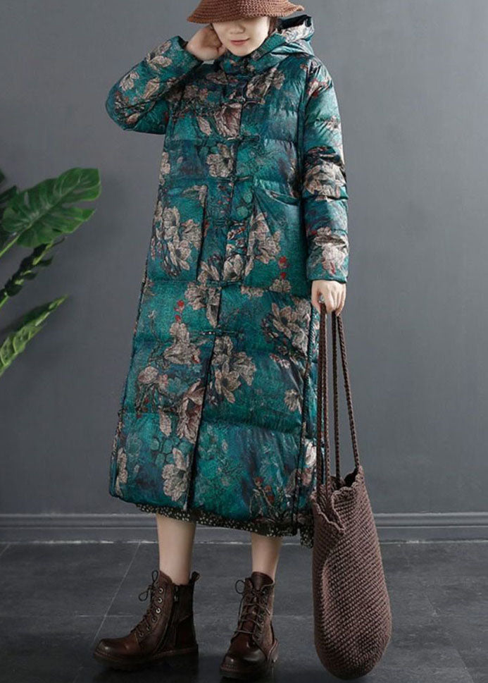 Green Side Open Duck Down Down Coat Winter