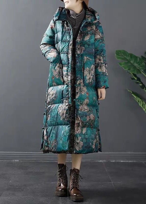 Green Side Open Duck Down Down Coat Winter