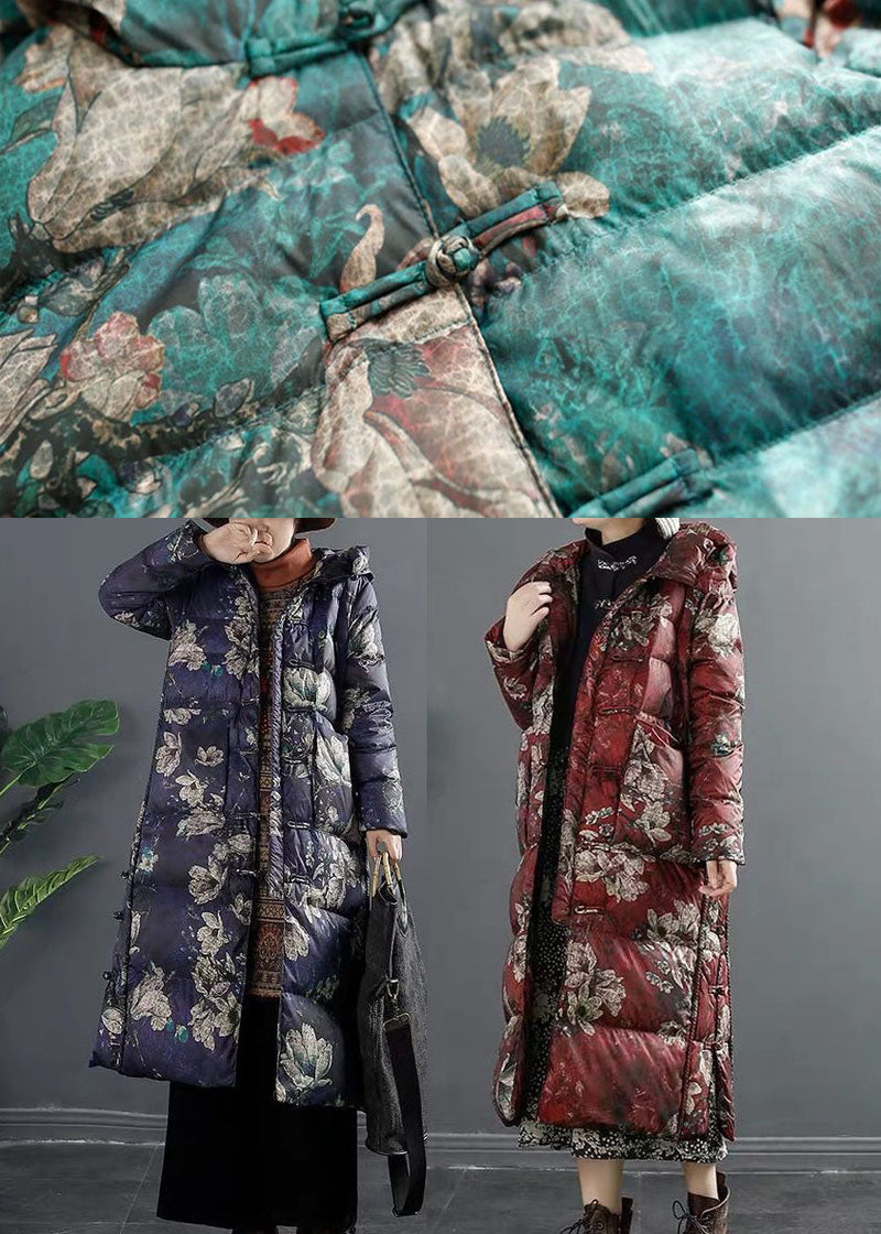 Green Side Open Duck Down Down Coat Winter