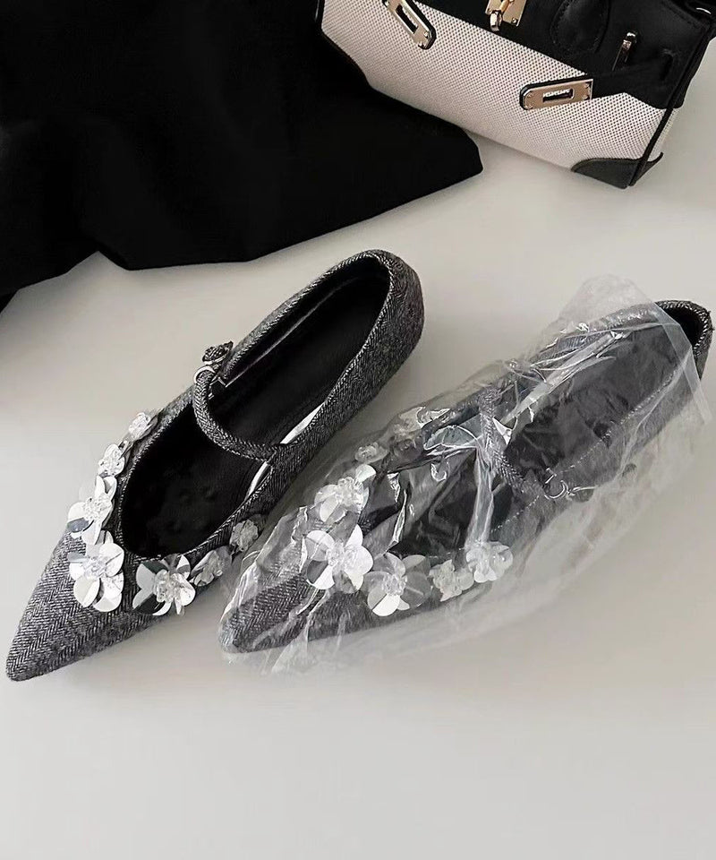 Grey Chunky Cotton Fabric Stylish Splicing Buckle Strap
