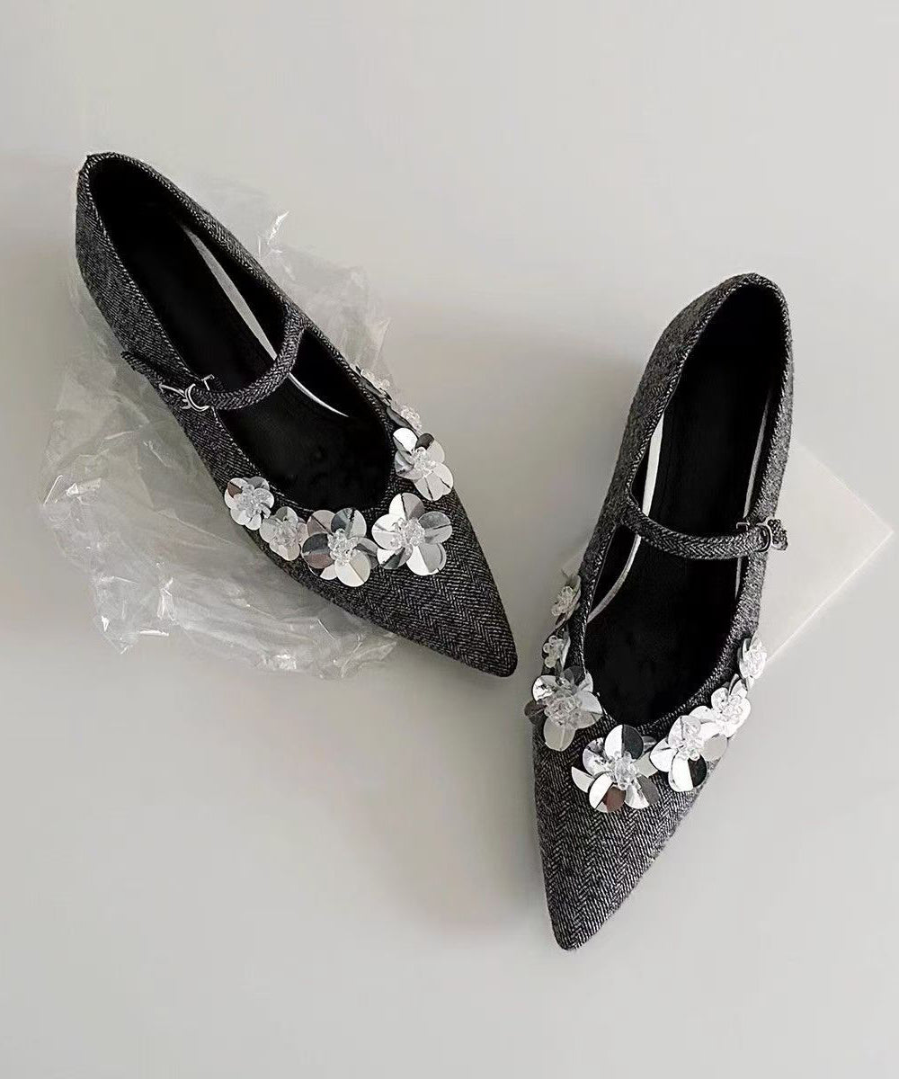 Grey Chunky Cotton Fabric Stylish Splicing Buckle Strap