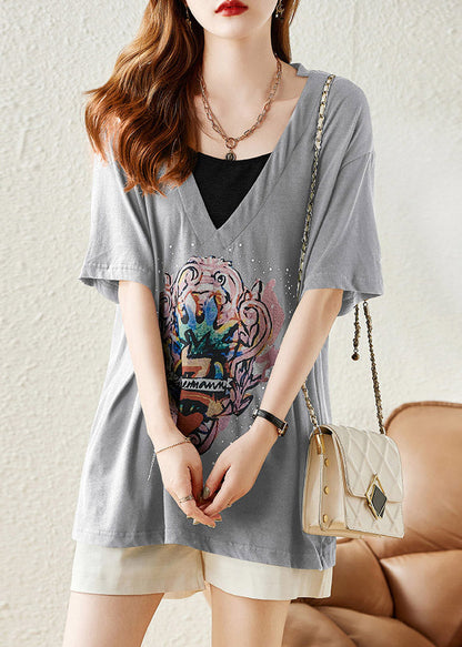 Grey Cozy Cotton T Shirt Short Sleeve