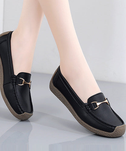 Grey Flat Shoes for Cowhide Leather Fine Flat Shoes