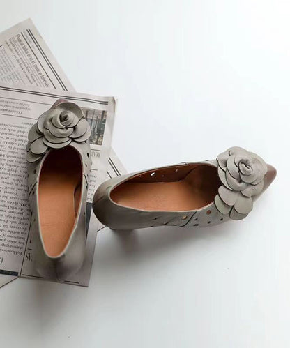 Grey High Heels Splicing Hollow Out Pointed Toe