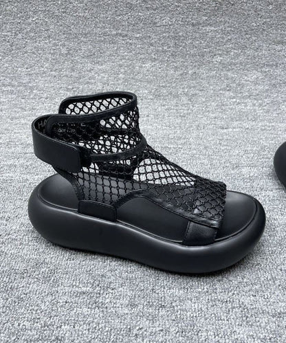 Grey Platform Breathable Mesh Splicing Sandals